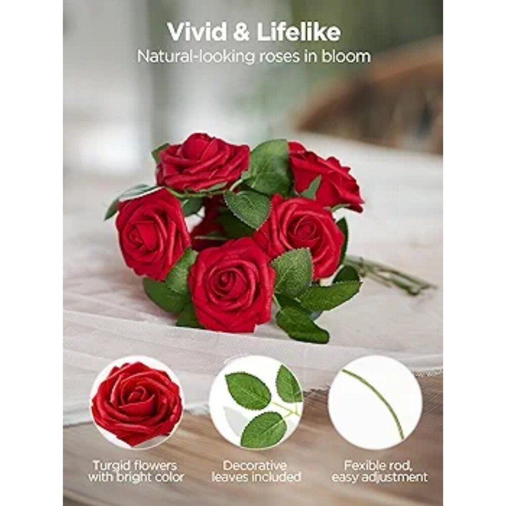 50 Artificial Red Roses NEW - Picture 2 of 7